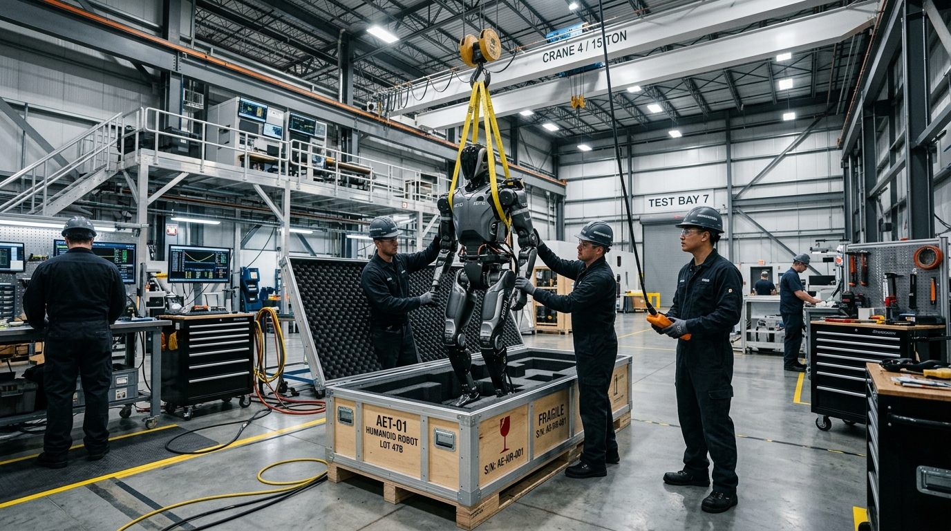 Aerospace flight shock crate and crane rigging